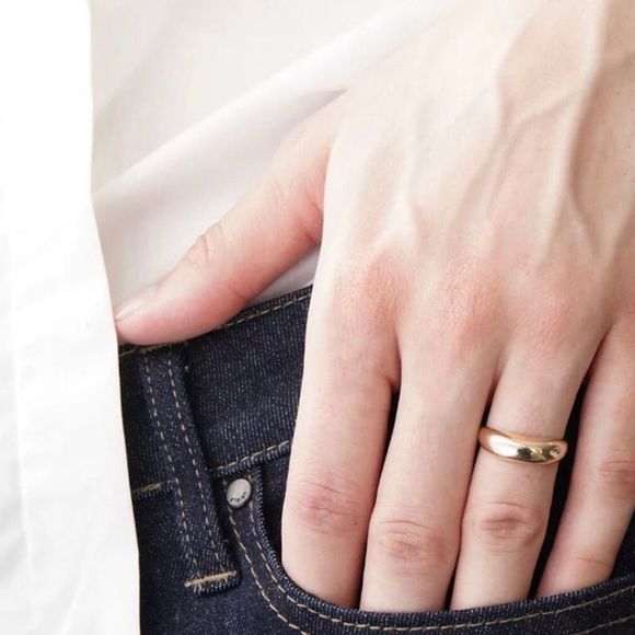 C Jewelry - 18K Thick Gold Plated Minimalistic Narrow Dome Ring